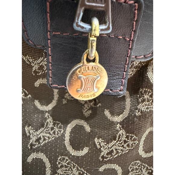 CELINE Vintage Macadam Sulky Boston Bag Brown Canvas Leather Purse | COA - Picture 5 of 16